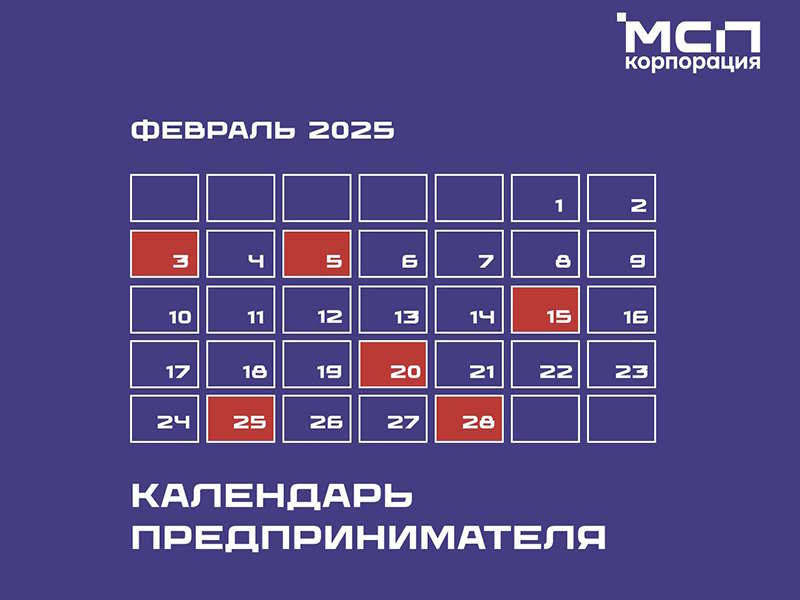 Календарь предпринимателя на февраль 2025 года.