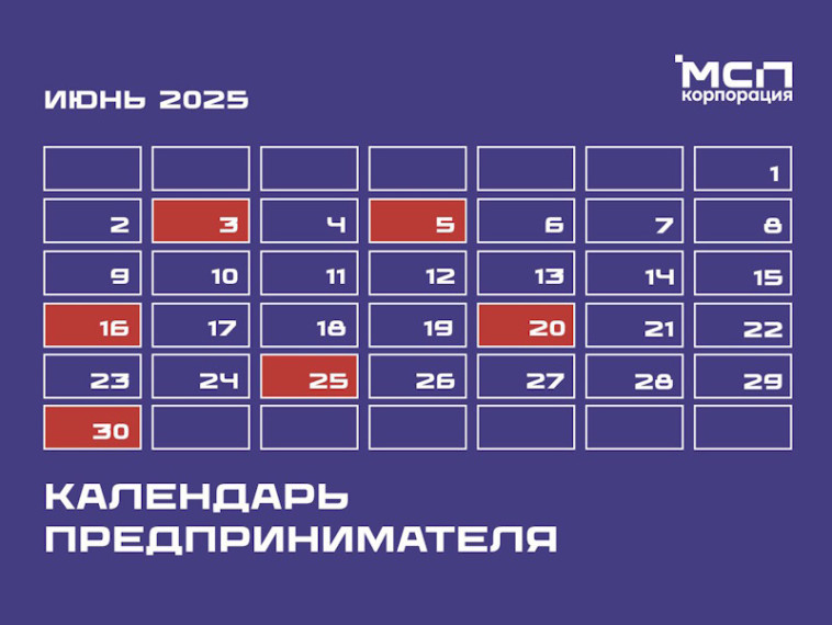 Календарь предпринимателя на июнь 2025 года. Календарь предпринимателя на июнь 2025 года.